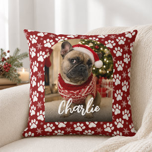 Coussin Jolie photo de chien pour Noël