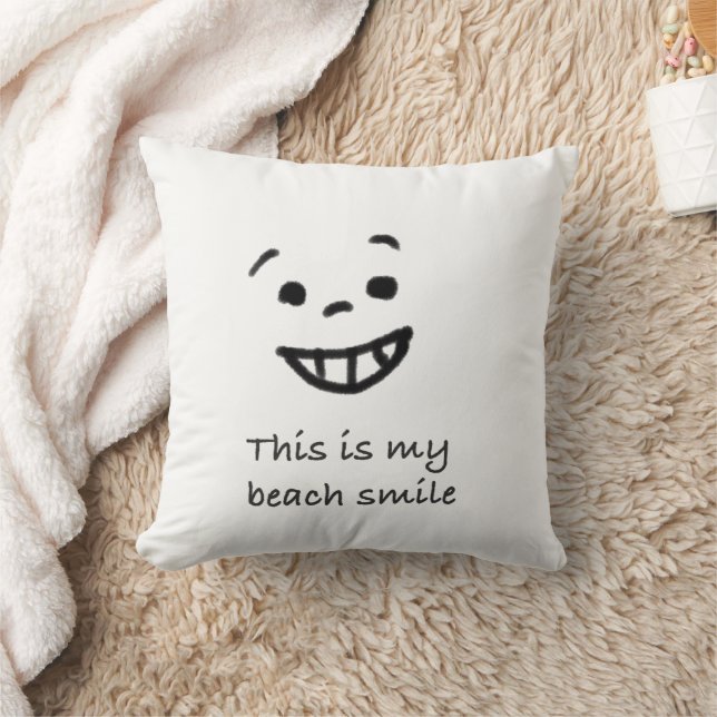 Coussin Jolie Plage Lover Smile Doodé Face Texte Design (Couverture)