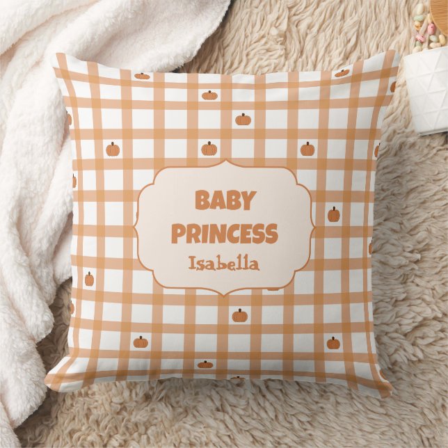 Coussin Jolie princesse bébé au gingham de citrouille (Couverture)