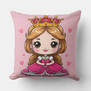 Coussin Jolie princesse de dessin animé en robe rose