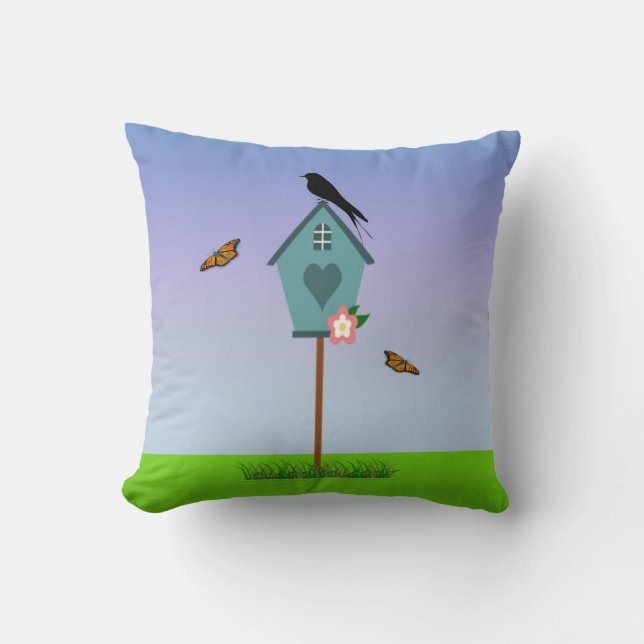 Coussin Jolie silhouette d'oiseau sur le dessus une (Recto)