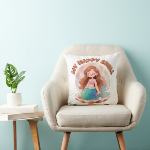 Coussin Jolie sirène Citation de ma coquille heureuse Esth