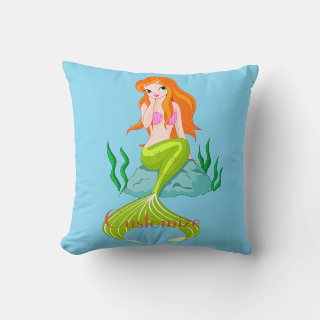 Coussin Jolie sirène rousse Thunder_Cove (Recto)