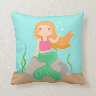 Coussin Jolie sirène sous la mer, pour les filles
