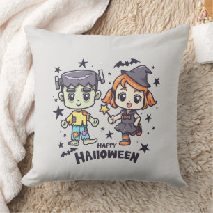 Coussin Jolie sorcière et Mischievous zombie garçon