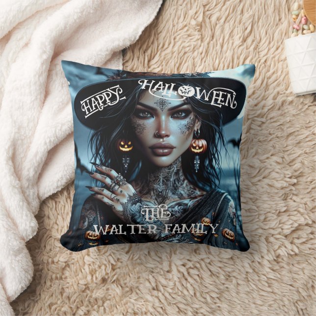 Coussin Jolie sorcière gothique avec fête d'Halloween de t (Couverture)