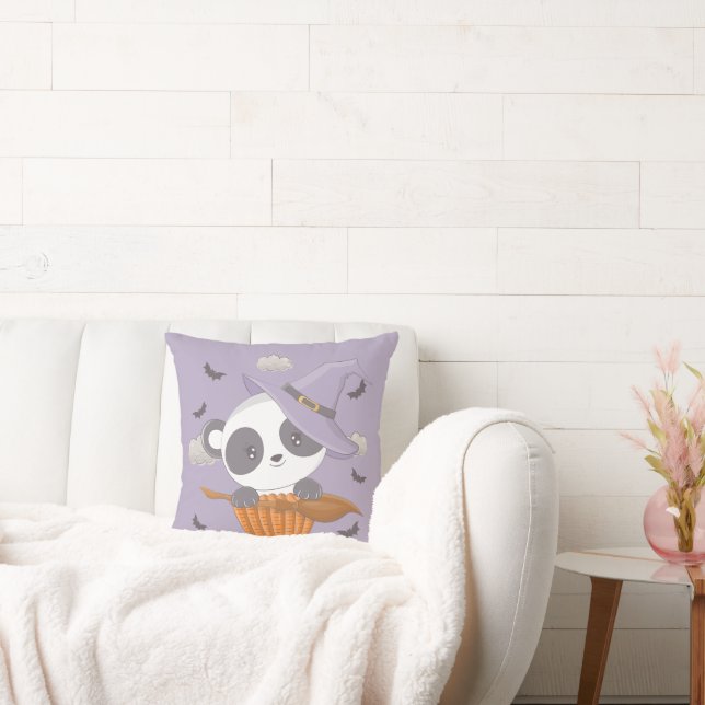 Coussin Jolie Sorcière Panda et chauves-souris violet Hall (Canapé)