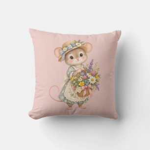 Coussin Jolie Souris des Bois – Illustration de Jardin de