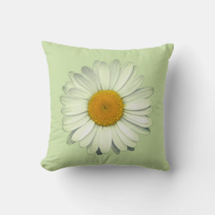 Coussin Jolie tête de fleur de marguerite sur fond vert sa