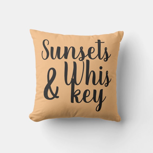 Coussin jolie typographie SUNSETS & WHISKEY | (Recto)