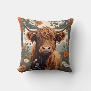 Coussin Jolie vache Vintage Highland