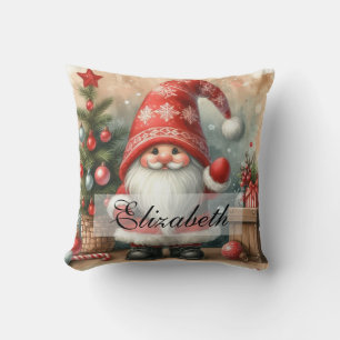 Coussin Jolie vintage Noël Gnomes Aquarelle Art