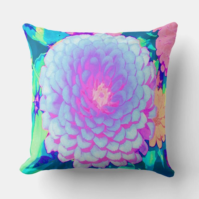 Coussin Jolie Zinnia violette et rose dans le jardin d'été (Recto)