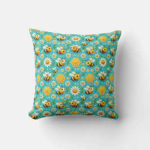 Coussin Jolies abeilles et marguerites