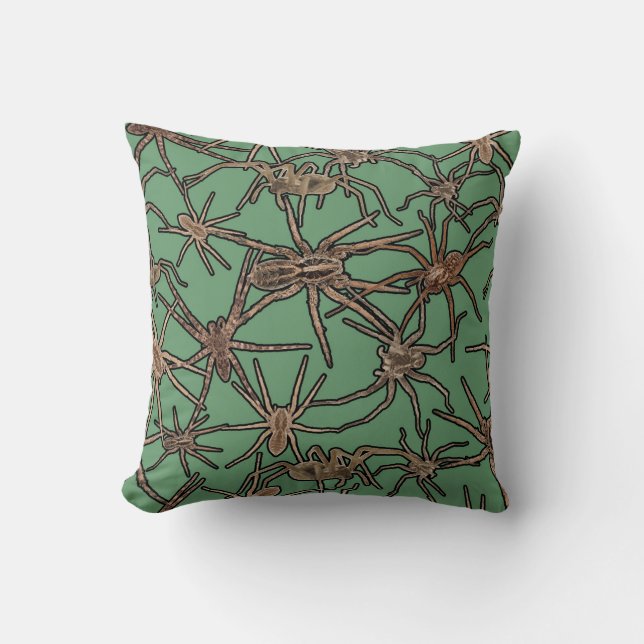 Coussin Jolies araignées d'Halloween sur fond vert menthe (Recto)