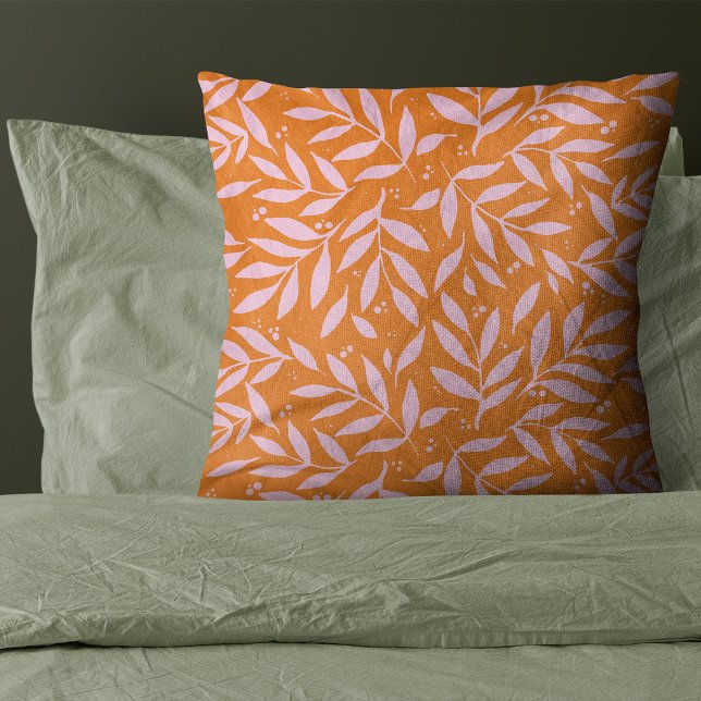 Coussin Jolies branches - orange et rose (Créateur téléchargé)