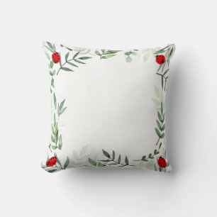 Coussin Jolies coccinelles et feuilles de plantes