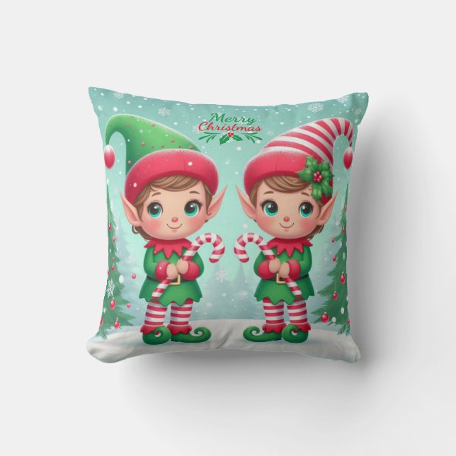 Coussin Jolies elfes de Noël (Recto)