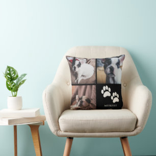 Coussin Jolies Empreintes de Patte Collage de Photos de