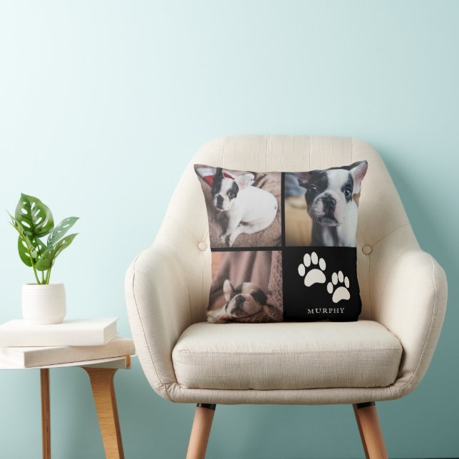 Coussin Jolies Empreintes de Patte | Collage de Photos de  (Chaise)