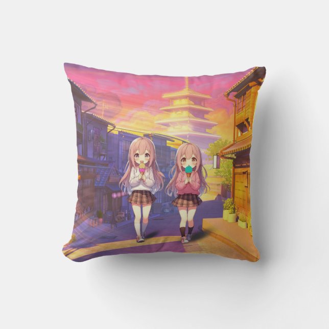 Coussin Jolies filles de glace d'anime (Recto)