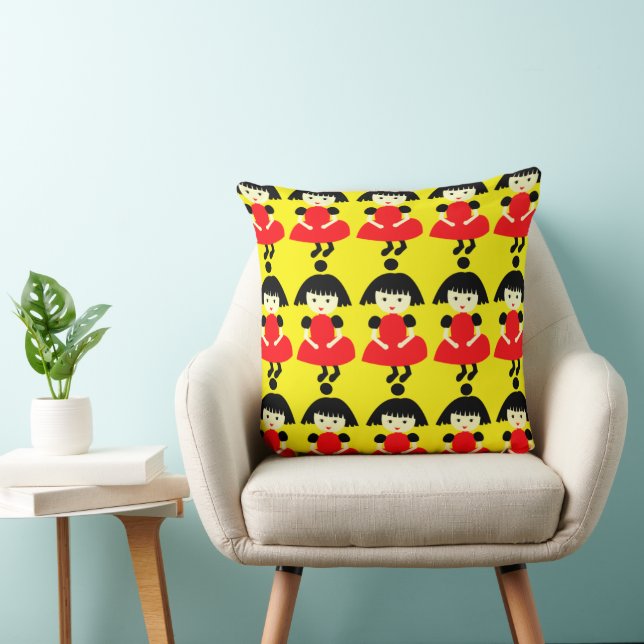Coussin Jolies Filles Jaunes (Chaise)