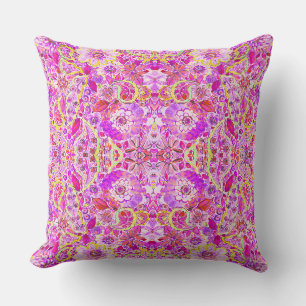 Coussin Jolies fleurs abstraites roses