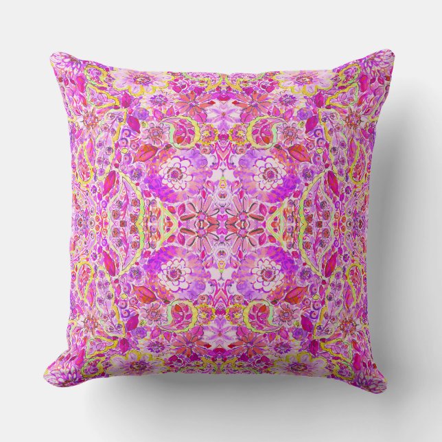 Coussin Jolies fleurs abstraites roses (Recto)