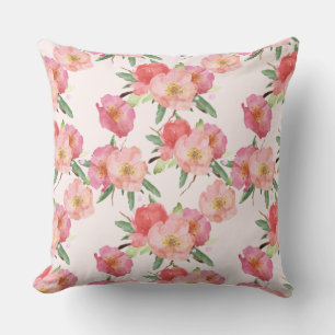 Coussin Jolies Fleurs Aquarelle Rose