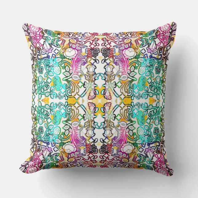 Coussin Jolies fleurs blanches colorées  (Recto)