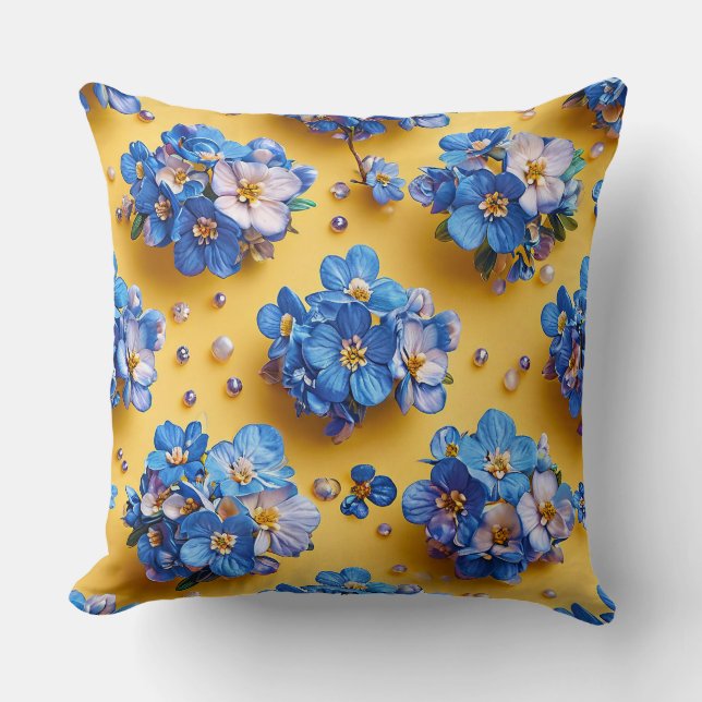 Coussin Jolies fleurs bleues (Recto)
