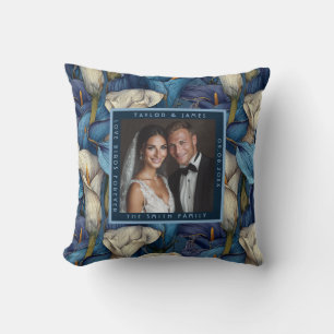 Coussin Jolies fleurs de callas bleus Mariage minimaliste