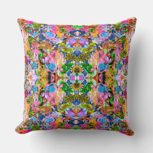 Coussin Jolies fleurs de paisley mixtes abstraites colorée
