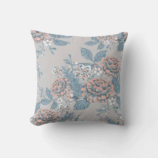 Coussin Jolies fleurs. Des ornements monochromes. Pat sans (Recto)