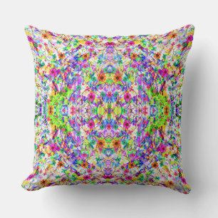 Coussin Jolies fleurs magiques colorées d'été