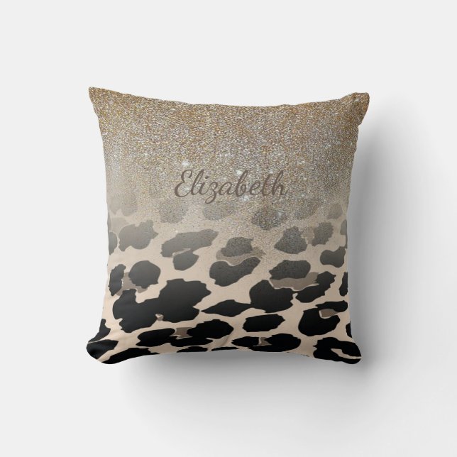 Coussin Jolies fleurs modernes sur impression léopard-pers (Recto)