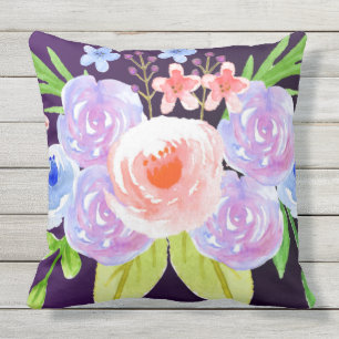 Coussin Jolies fleurs pour aquarelle florales pourpres