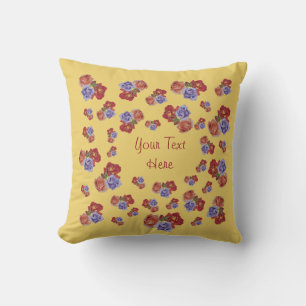 Coussin jolies fleurs roses rouges et bourgeons roses fleu