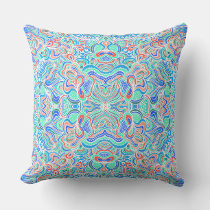Coussin Jolies fleurs tourbillonnantes vintage colorées