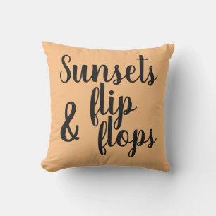 Coussin jolies lettres SUNSETS & FLIP FLOPS  