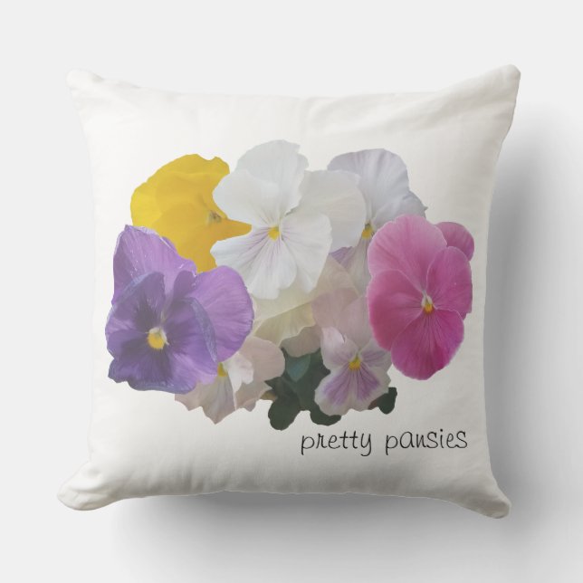 Coussin Jolies Pansies Aux Couleurs Pastel (Recto)