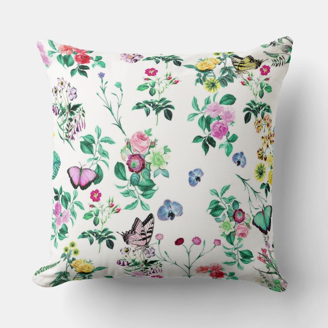 Coussin Jolies papillons et fleurs (Recto)