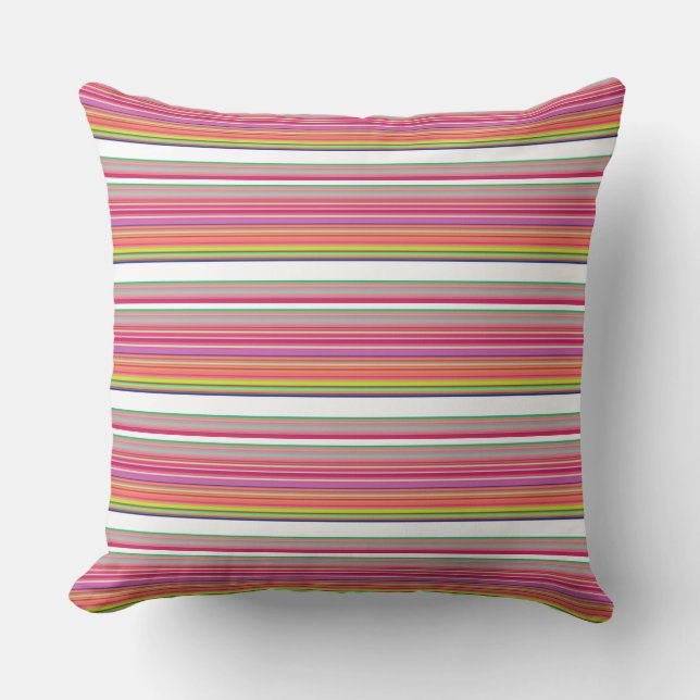Coussin Jolies rayures blanches colorées (Recto)