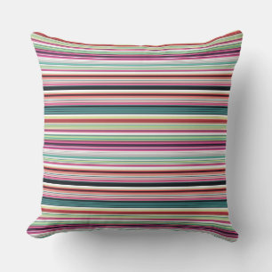 Coussin Jolies rayures blanches colorées
