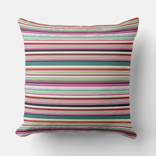 Coussin Jolies rayures blanches colorées (Recto)