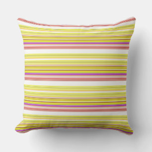Coussin Jolies rayures blanches jaunes