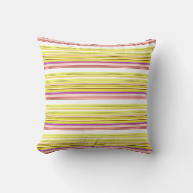 Coussin Jolies rayures blanches jaunes (Recto)