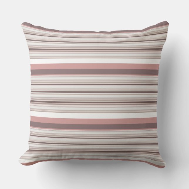 Coussin Jolies rayures blanches marron (Recto)