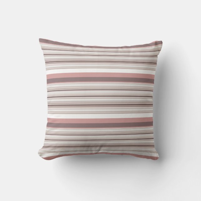 Coussin Jolies rayures blanches marron (Recto)