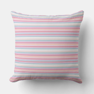 Coussin Jolies rayures blanches roses 